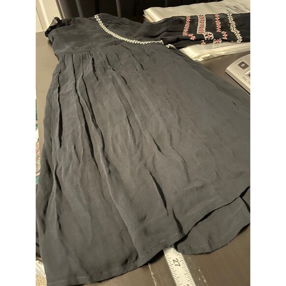 ba&sh Top Womens Small Black Sheer Embroidered Boho Peasant Top Long Sleeve - Picture 7 of 8